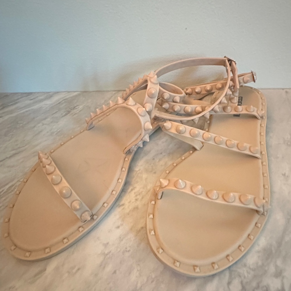 Steve Madden Women’s Nude Studded Ankle Strap Sandals — Size 9